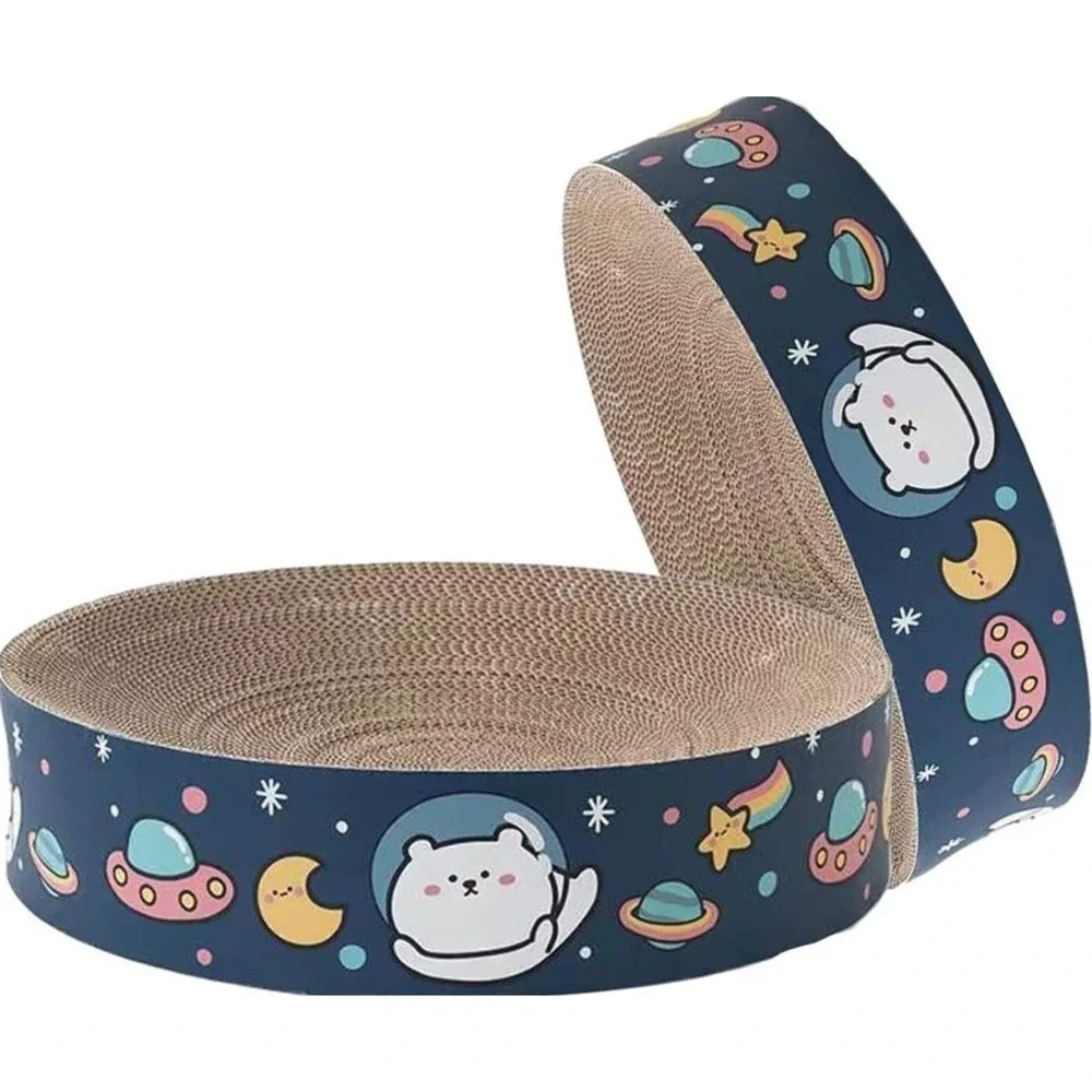 Potato Brothers Astro Bear Cat Scratcher Bowl Round Cardboard Lounge Toy  NEW
